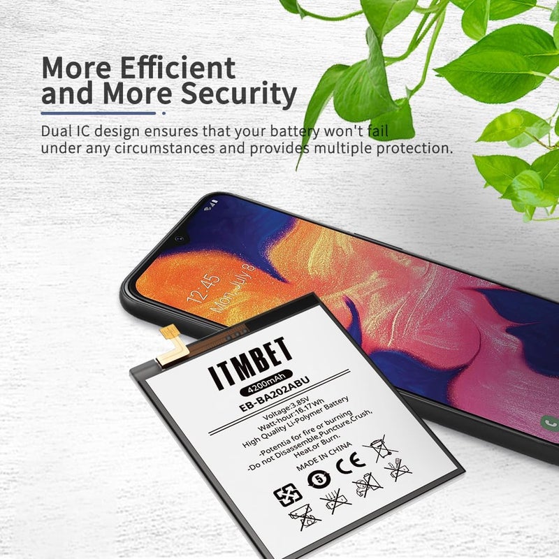 ITMBET بطارية لهاتف سامسونج جالاكسي A10e، 4200 مللي أمبير، بطارية بديلة مطورة جديدة 2024، 0 دورة لبطارية A102U SM-A102U/A20e SM-A202F/DS/A20e ثنائية الشريحة SM-A202F، EB-BA202ABU مع أدوات استبدال احترافية - Image 5